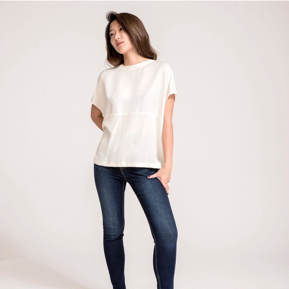Grana Drop Shoulder Silk Contrast Tee
